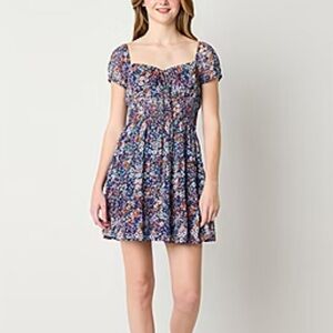 By & By Short Sleeve Floral FitnFlare Dress